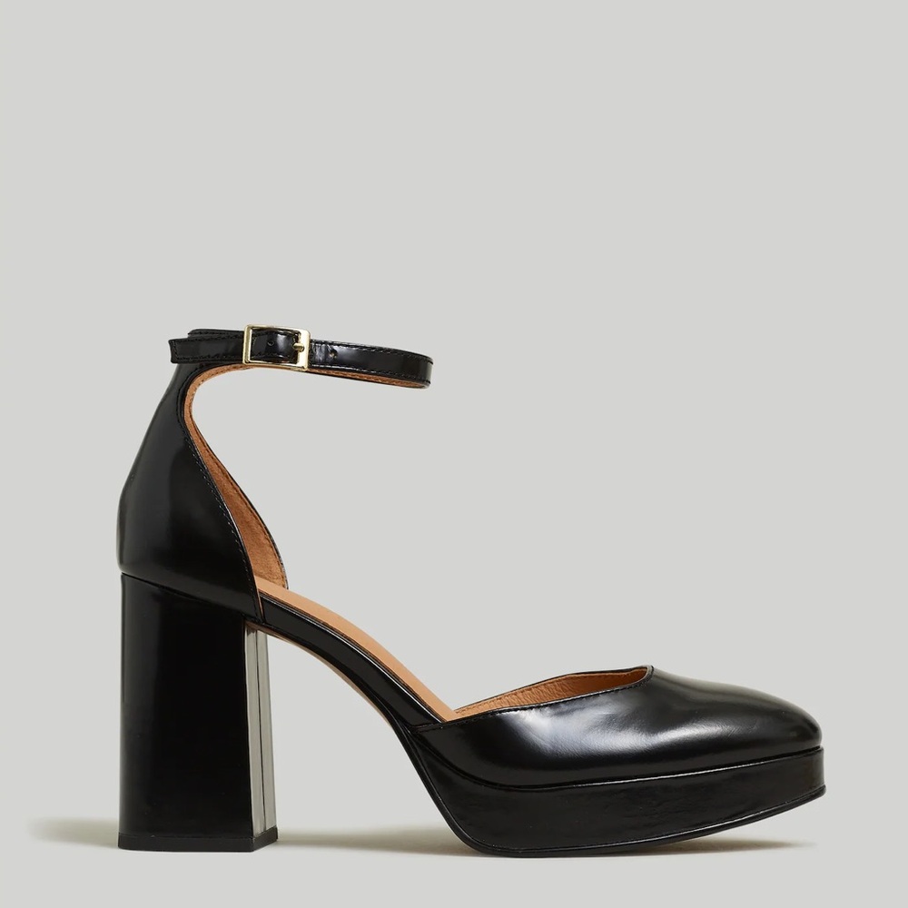 The Mable Ankle-Strap Platform Pump in Leather